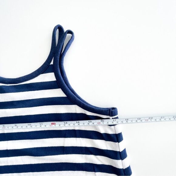 Gap Softspun Striped Dress Navy White Women's M Tall Double Spaghetti Strap NWT - Picture 5 of 7